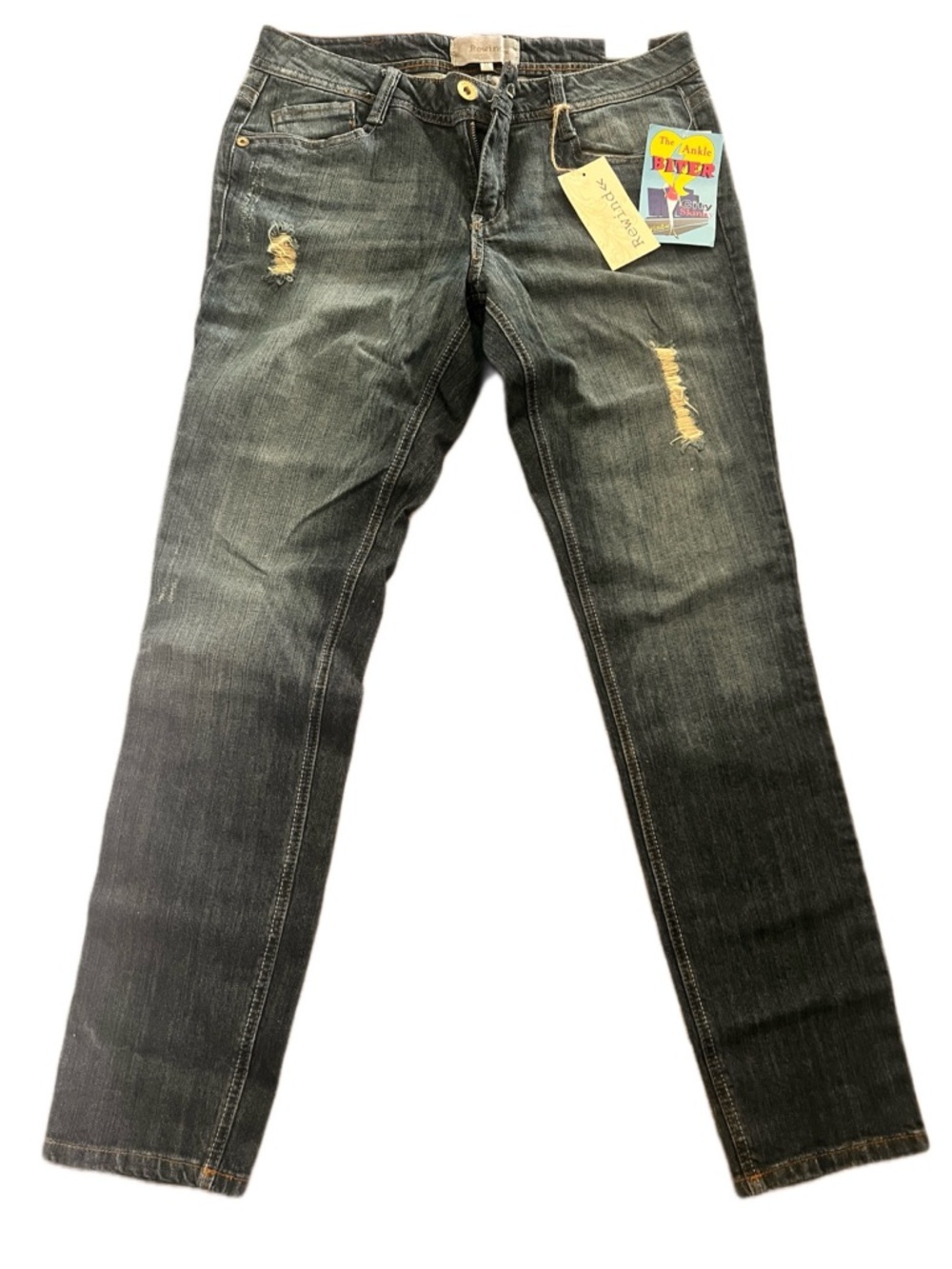 Rewind Women Straight Leg Jeans - Blue  with Distressing